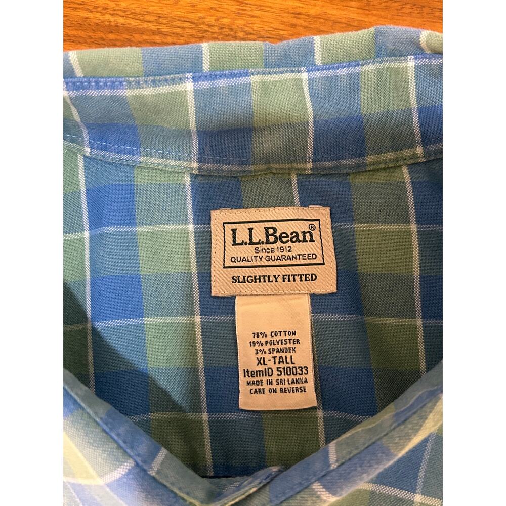 Plaid L.L. Bean Oxford Shirt, Slightly Fitted Untucked‎ Fit - (Mens XL Tall) - Picture 4 of 10